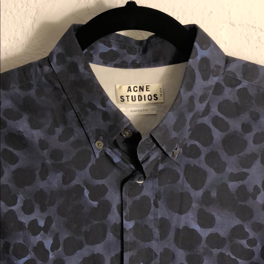 Acne printed leopard button down